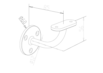 Handrail Brackets - Model 0521 - Flat CAD Drawing